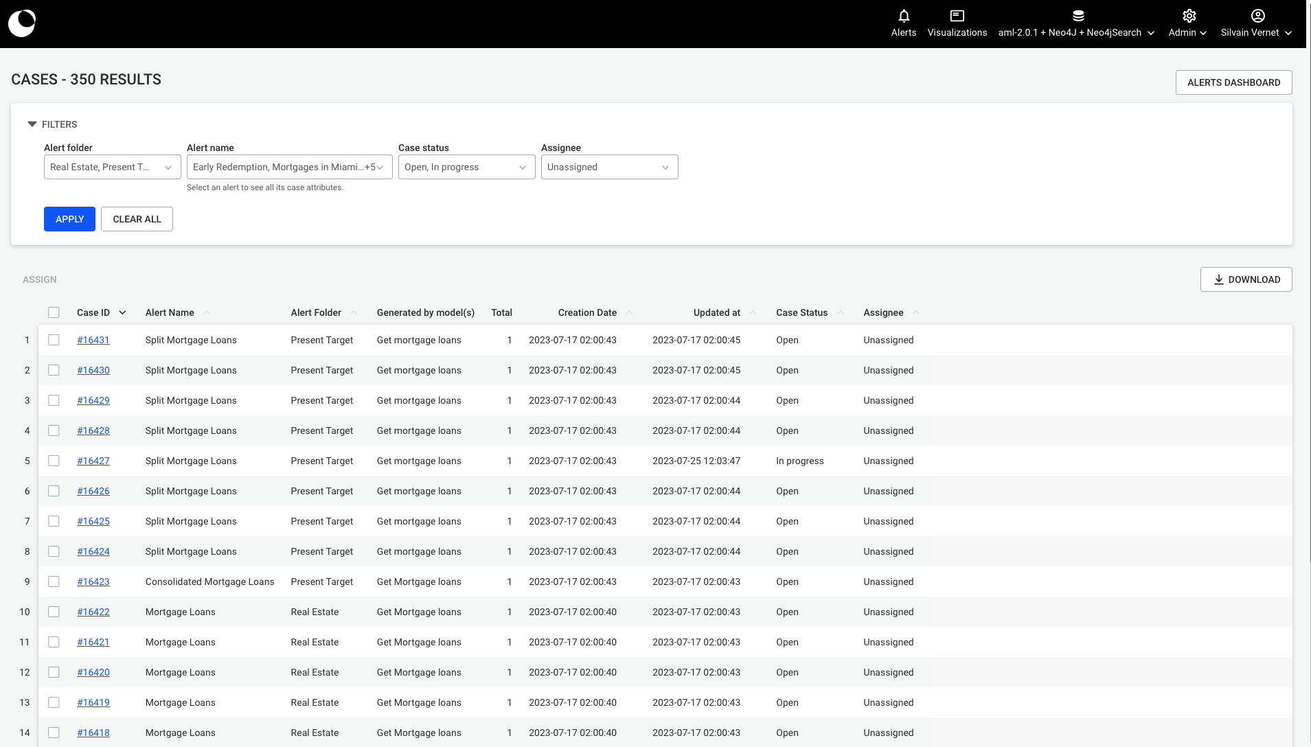 screenshot of Linkurious Enterprise Watchtower